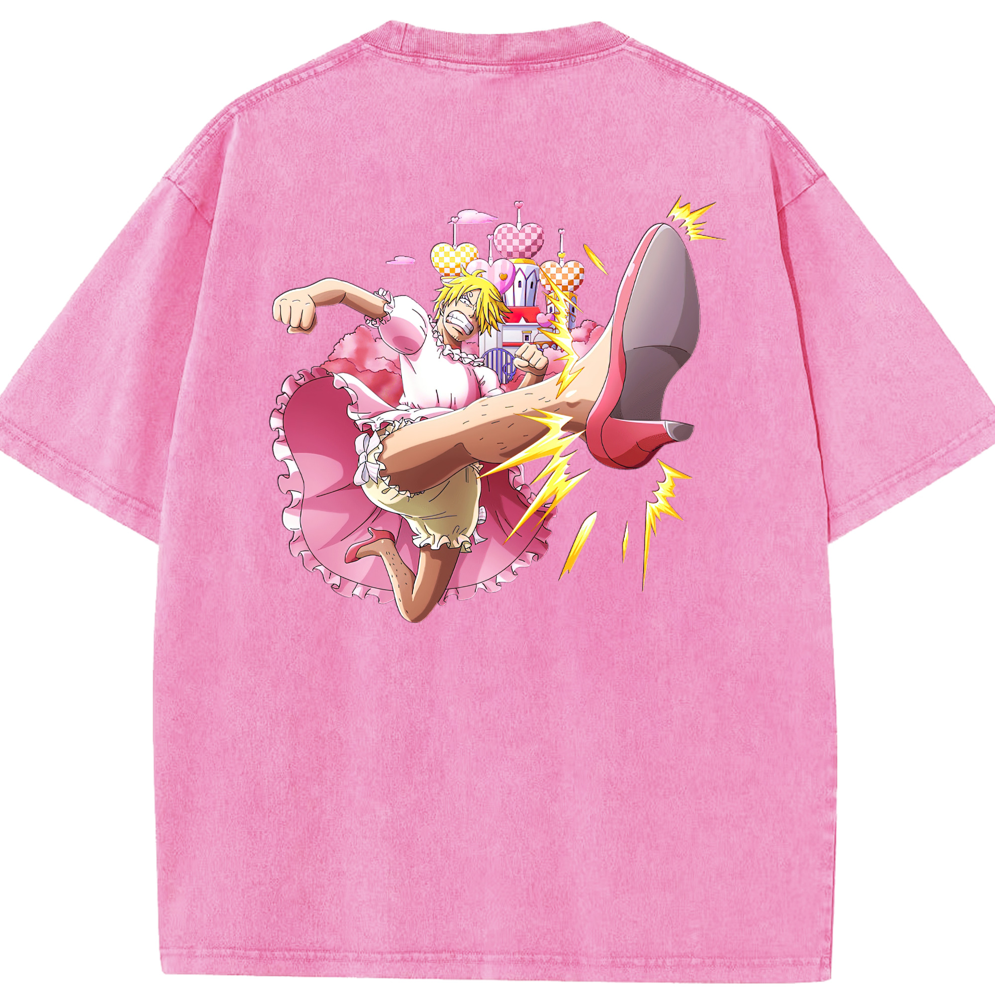 （画像用） ワンピース サンジ ONE PIECE Sanji 綿100% ヴィンテージ風 半袖Tシャツ（背面プリント）